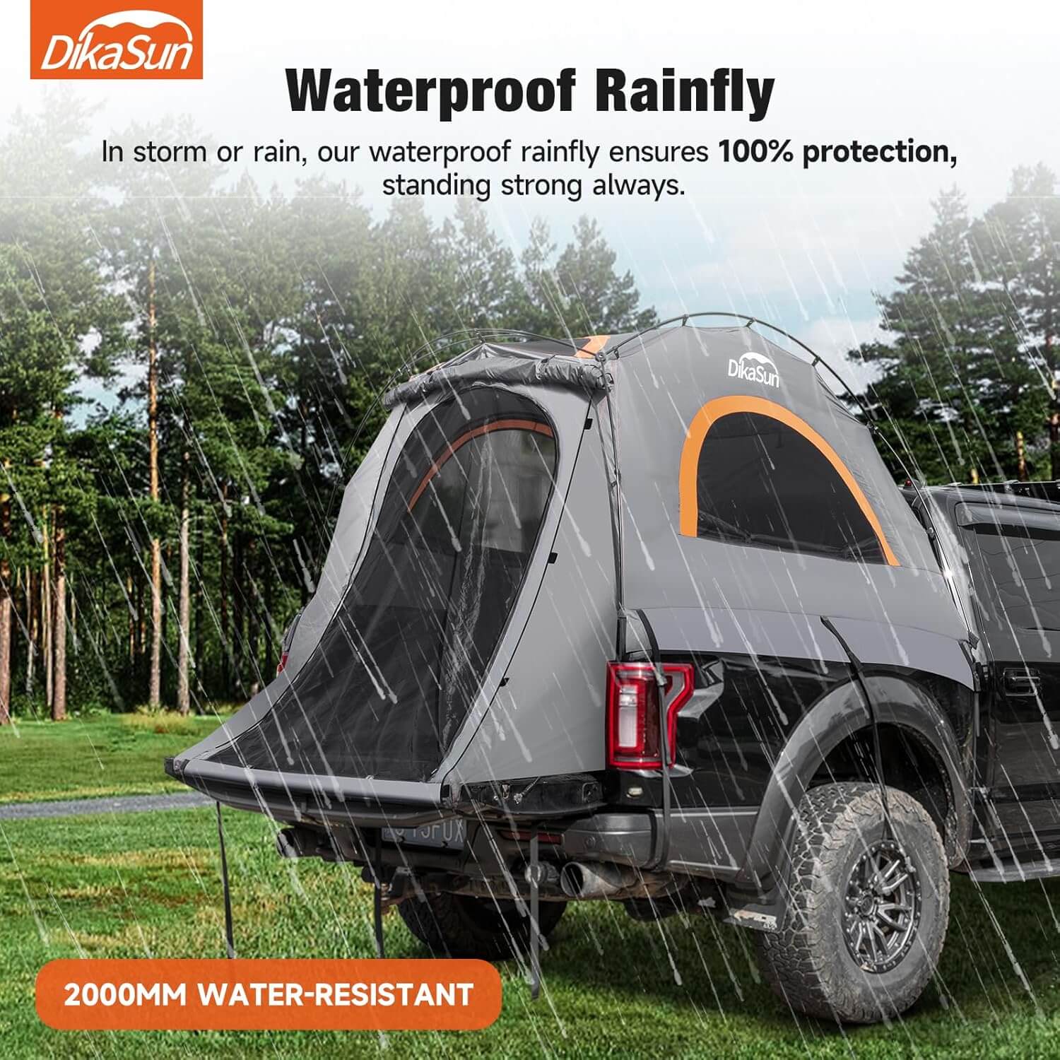 Dikasun Easy Setup Pickup Truck Bed Tent – Gray | Fits 5.5–6.7 ft Beds
