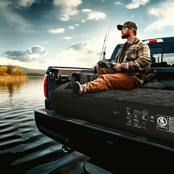 DikaSun Mid-Size Pickup Truck Bed Air Mattress – Fits 6 to 6.5 ft Beds | Black