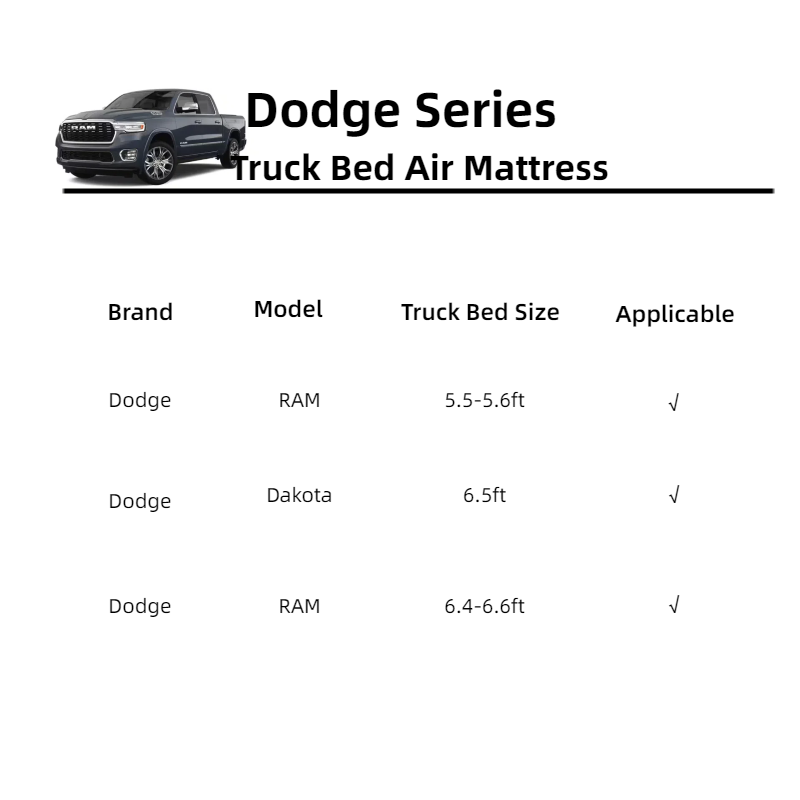 DikaSun Dodge Truck Bed Air Mattress – Fits 5.5–5.8 ft & 6–6.5 ft Beds
