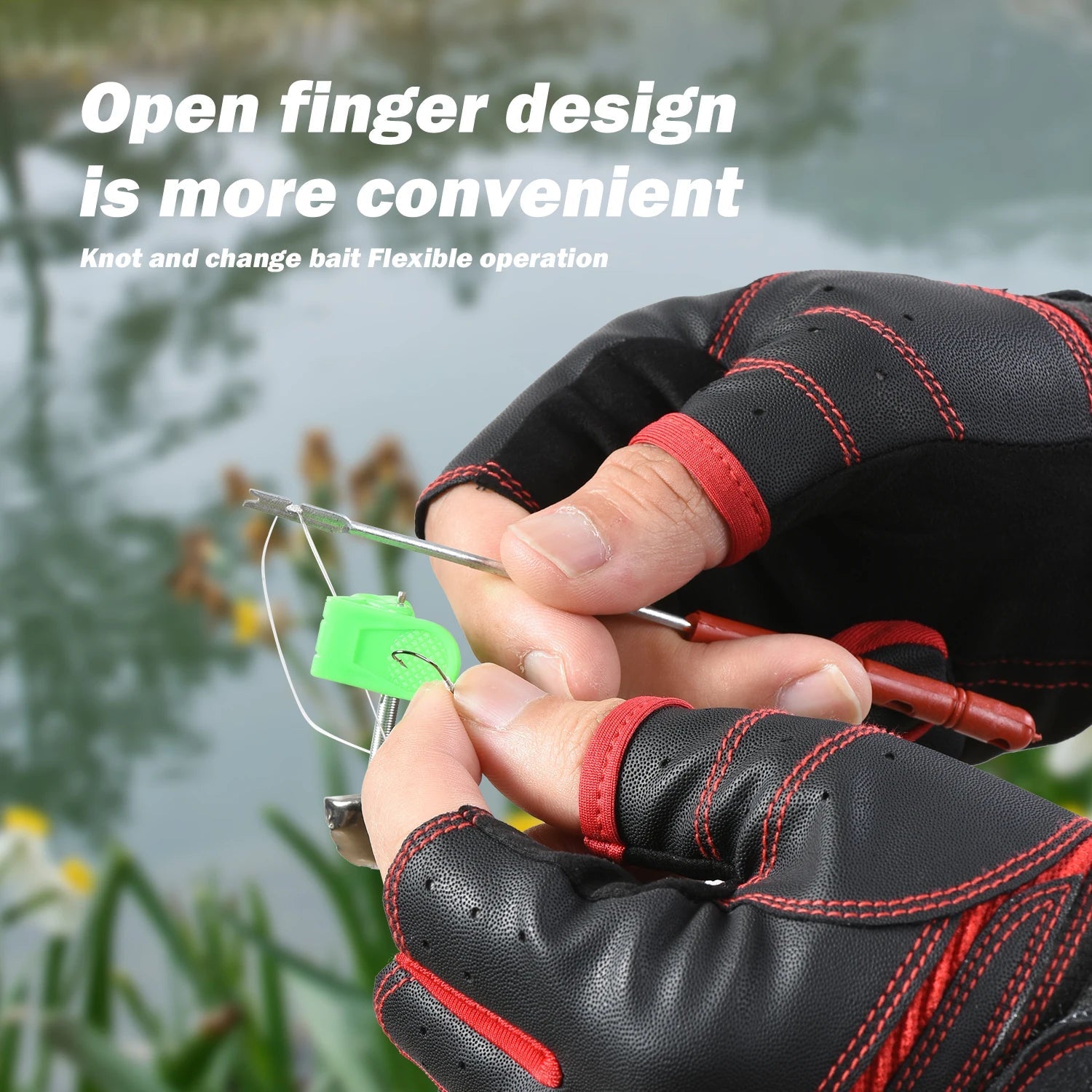 Outdoor sports autumn and winter anti slip breathable dew three finger wear-resistant and anti cutting lure fishing gloves