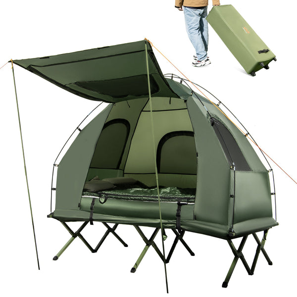 Foldable Tent Cot with Air Mattress & Sleeping Bag