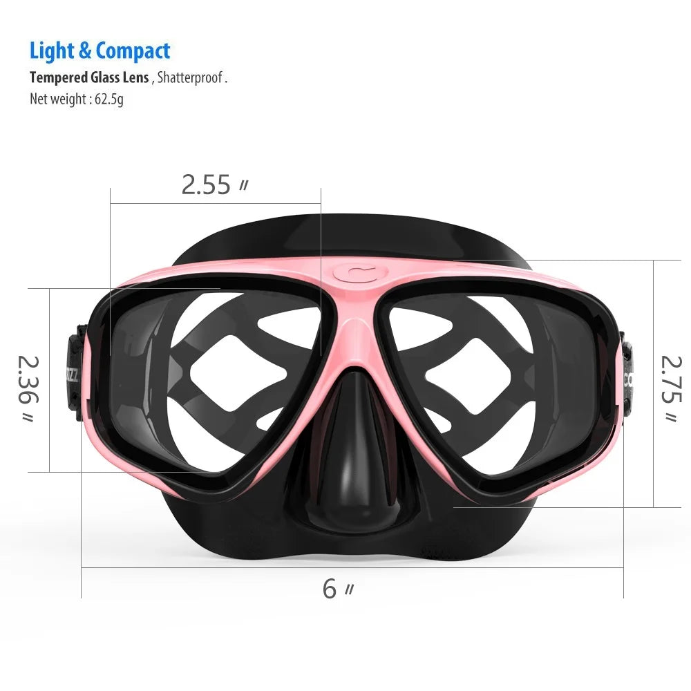 COPOZZ 2024 Scuba Diving Mask Set – Anti-Fog Goggles with Snorkel