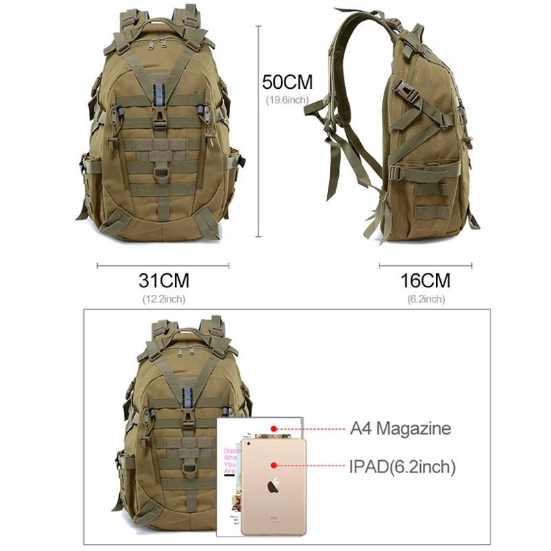 Tactical Camping Backpack – Molle Travel Rucksack for Hiking & Outdoor Use