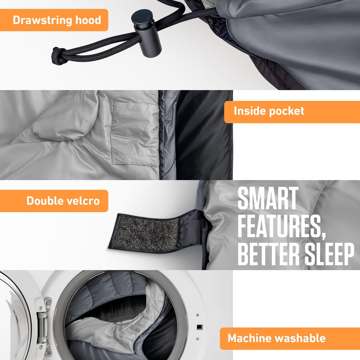 3-Season Sleeping Bag – Lightweight & Water Resistant, 30°F Rated