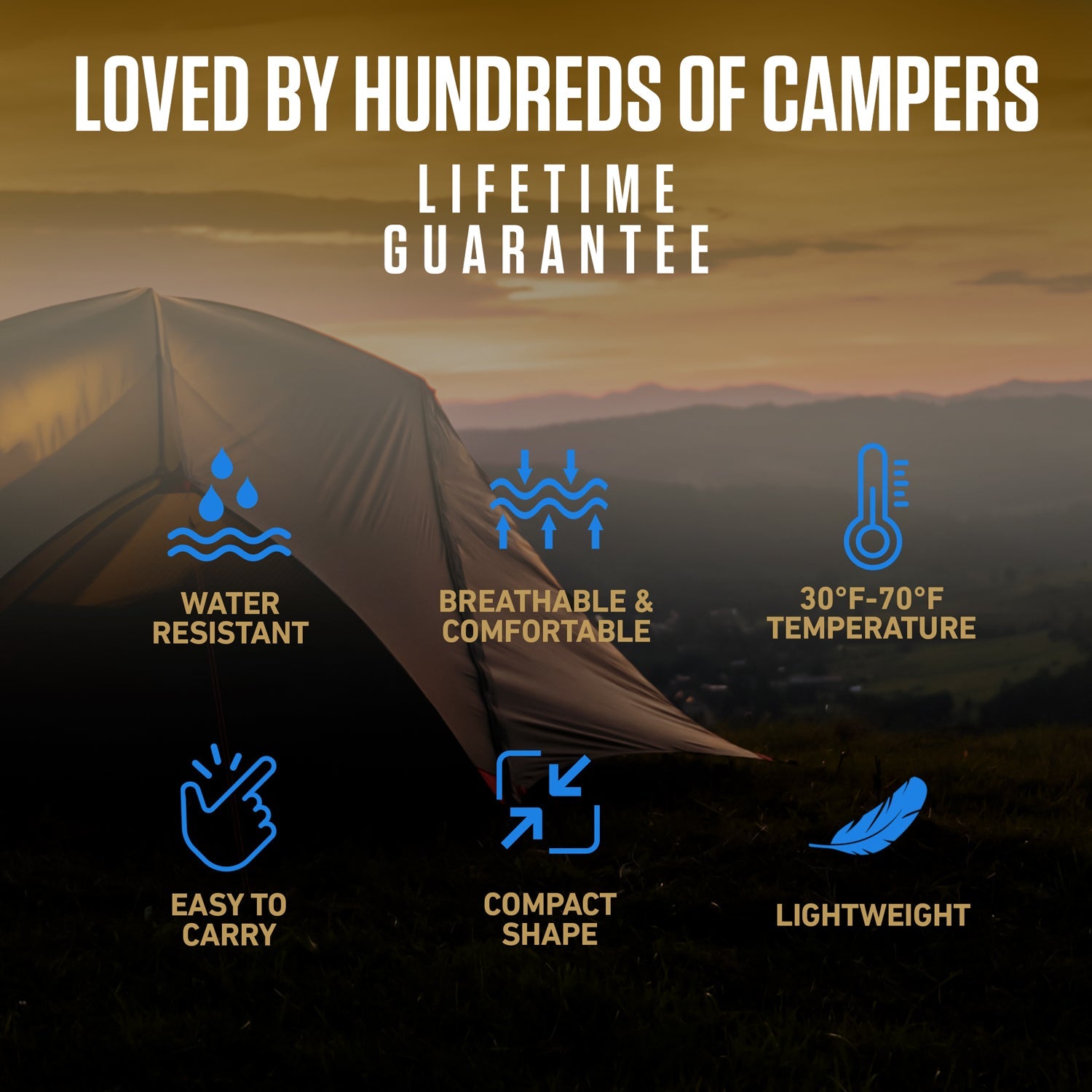 3-Season Sleeping Bag – Lightweight & Water Resistant, 30°F Rated