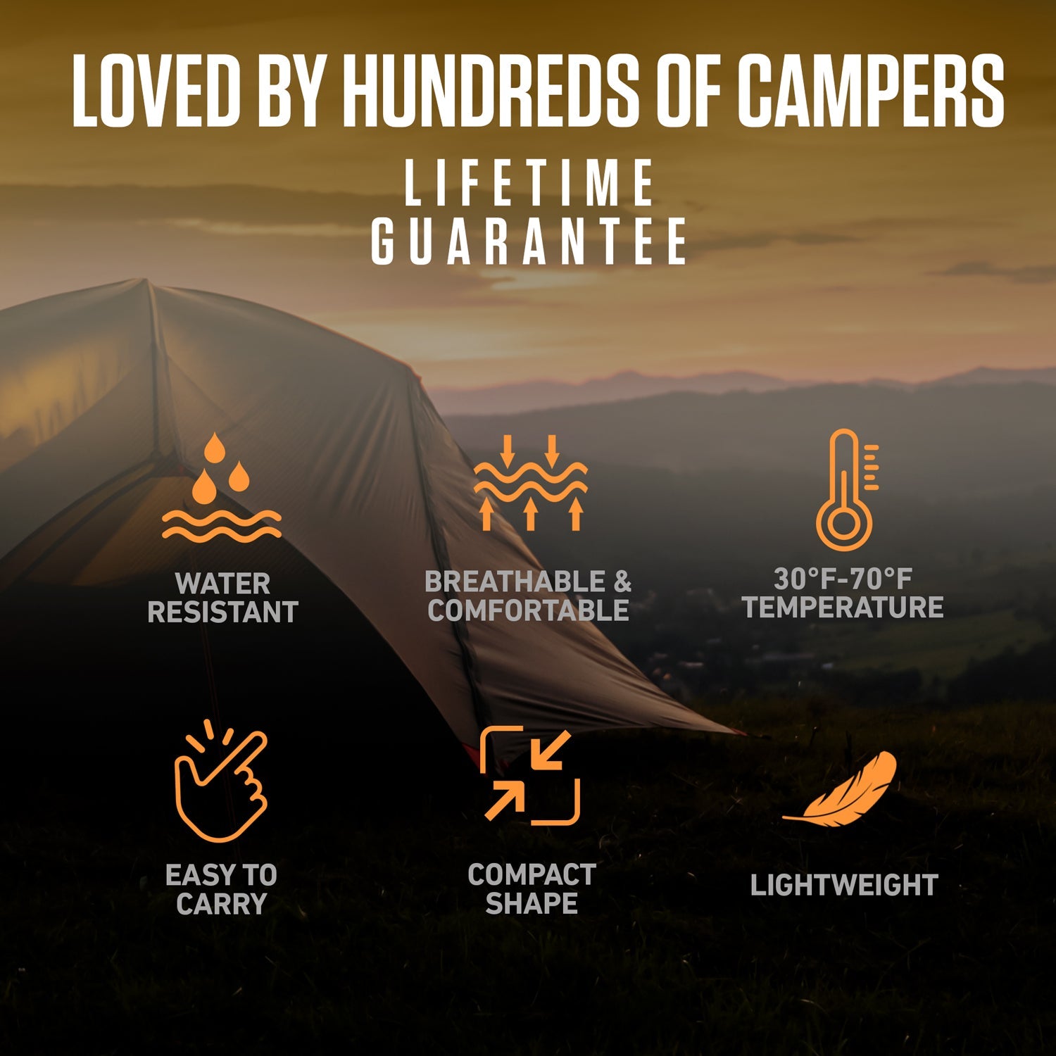 3-Season Sleeping Bag – Lightweight & Water Resistant, 30°F Rated