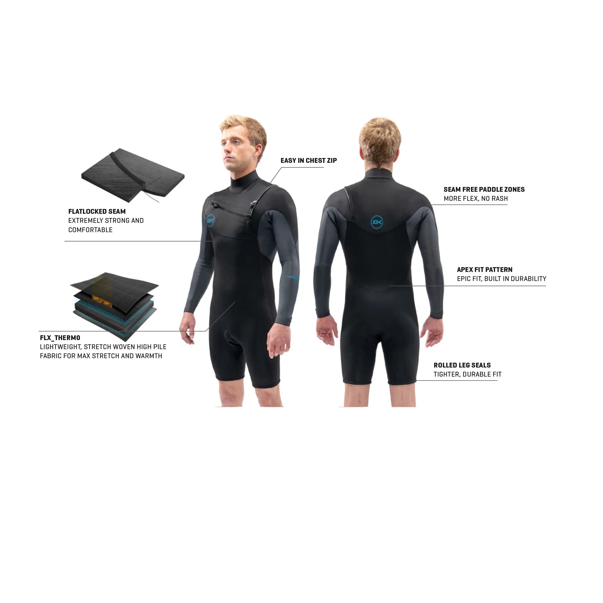 Dakine Mens Quantum L/S Chest Zip Shorty 2/2