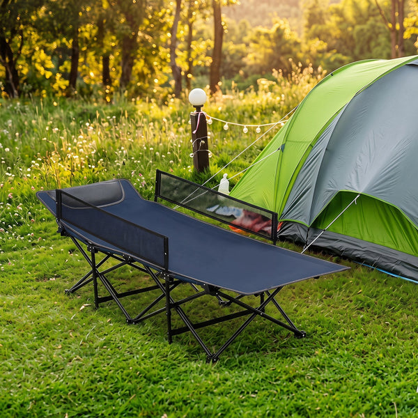 Portable Folding Camping Cot with Guardrail – 330 lbs Capacity