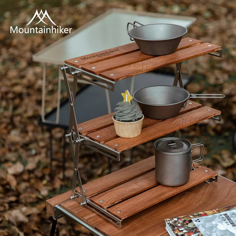 Portable Camping Rack – Foldable 3-Tier Storage Shelf
