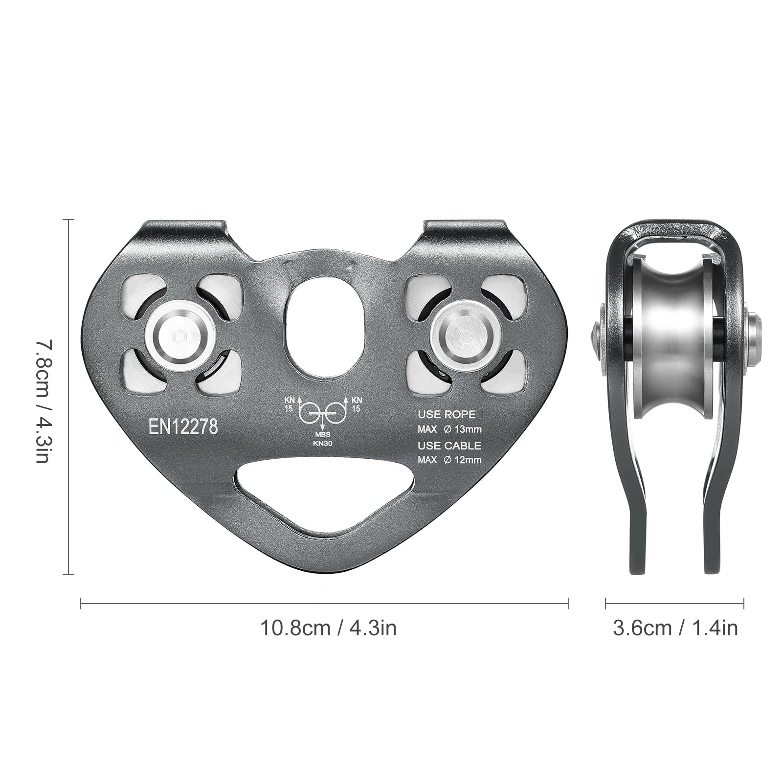 Lixada 30kN Climbing Pulley – Cable Trolley with Ball Bearing for Rescue & Work