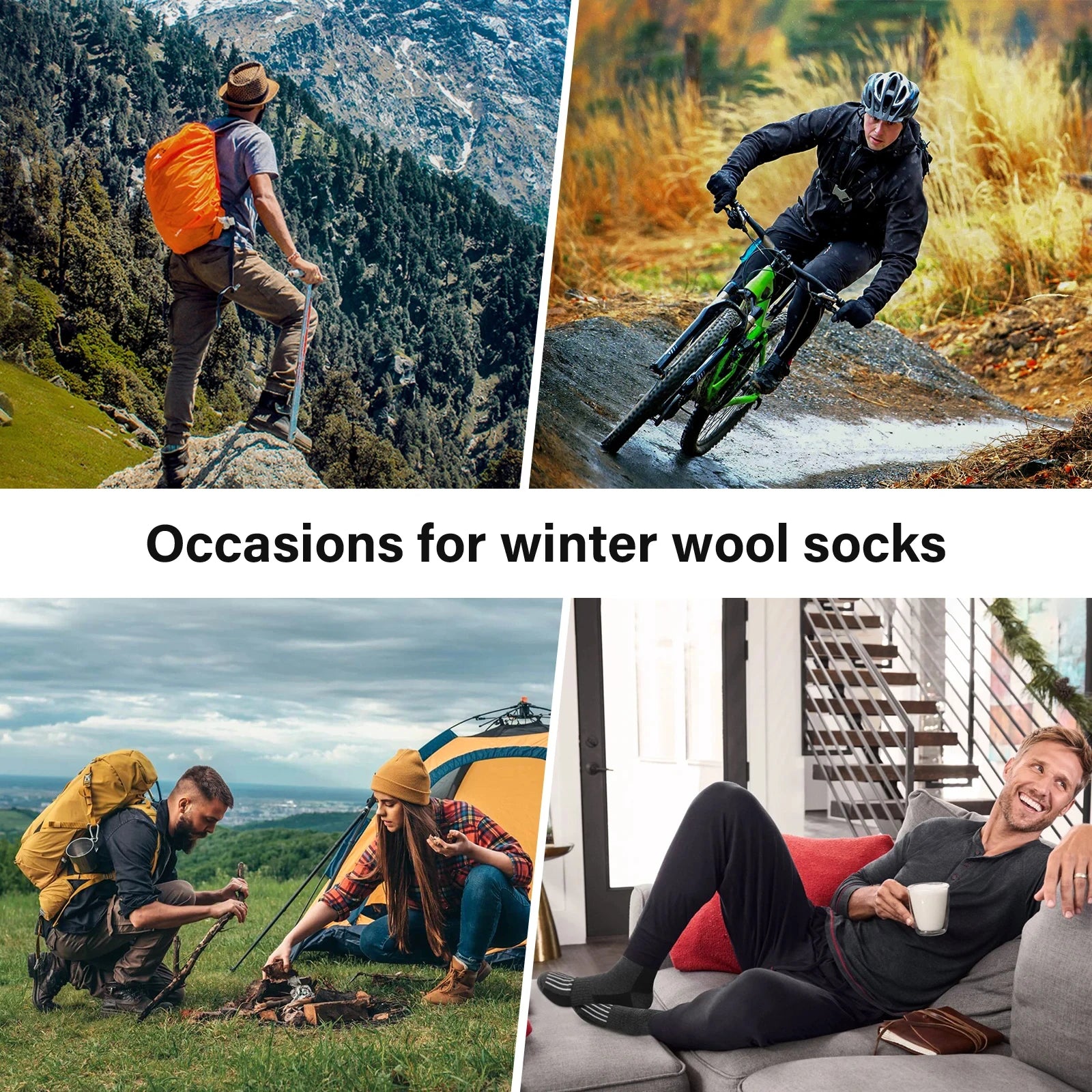 5 Pairs Men’s Merino Wool Hiking Socks