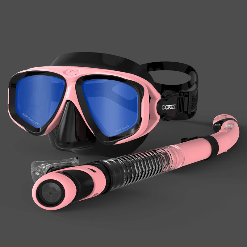 COPOZZ 2024 Scuba Diving Mask Set – Anti-Fog Goggles with Snorkel