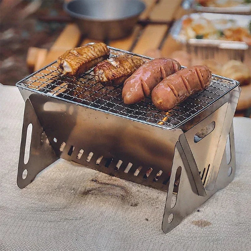 Portable Folding Stainless Steel BBQ Grill