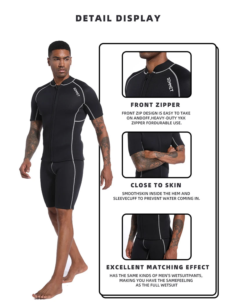 Men’s & Women’s Neoprene Wetsuit – Short Sleeve Split Diving & Surfing Suit