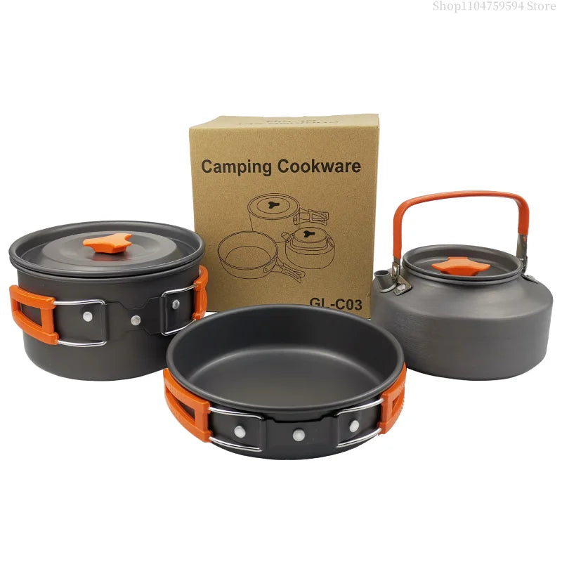 2–3 Person Camping Cookware Set – Folding Pot & Kettle Combo