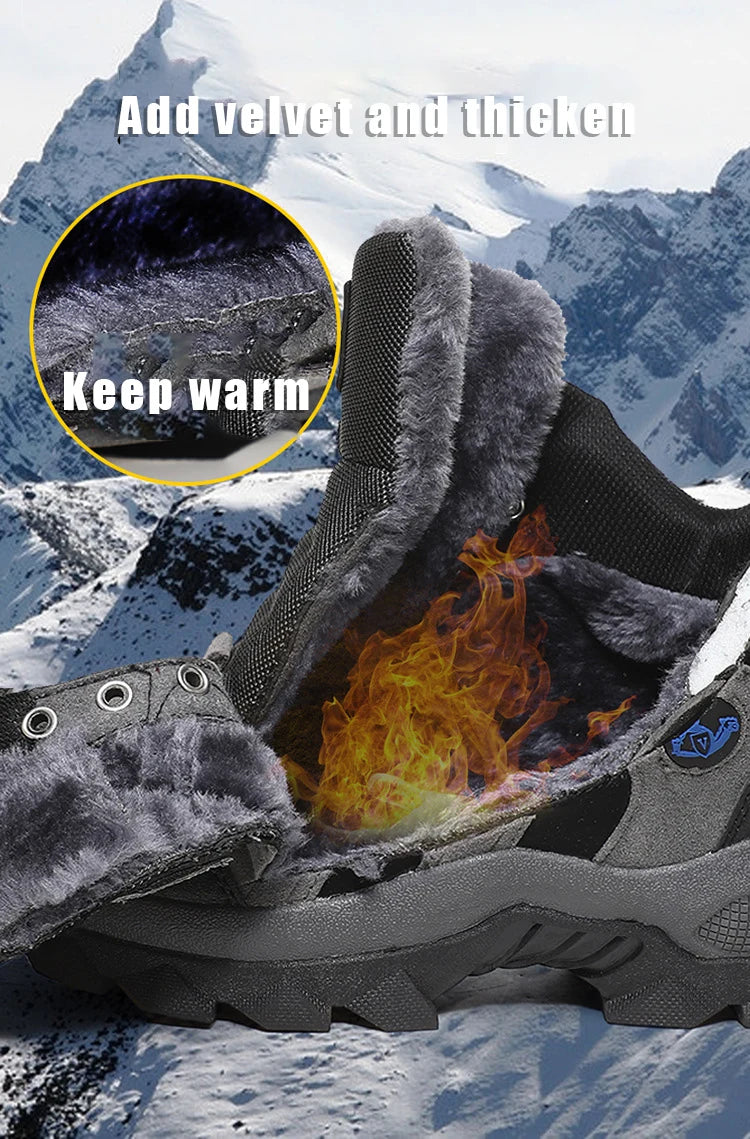 CHRLCK Men’s Winter High-Top Outdoor Shoes Wear-resistant Warm Warm Lock Shoes