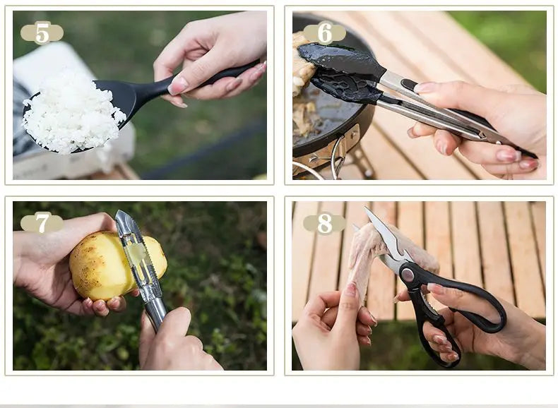 8-Piece Portable Camping Cookware Set