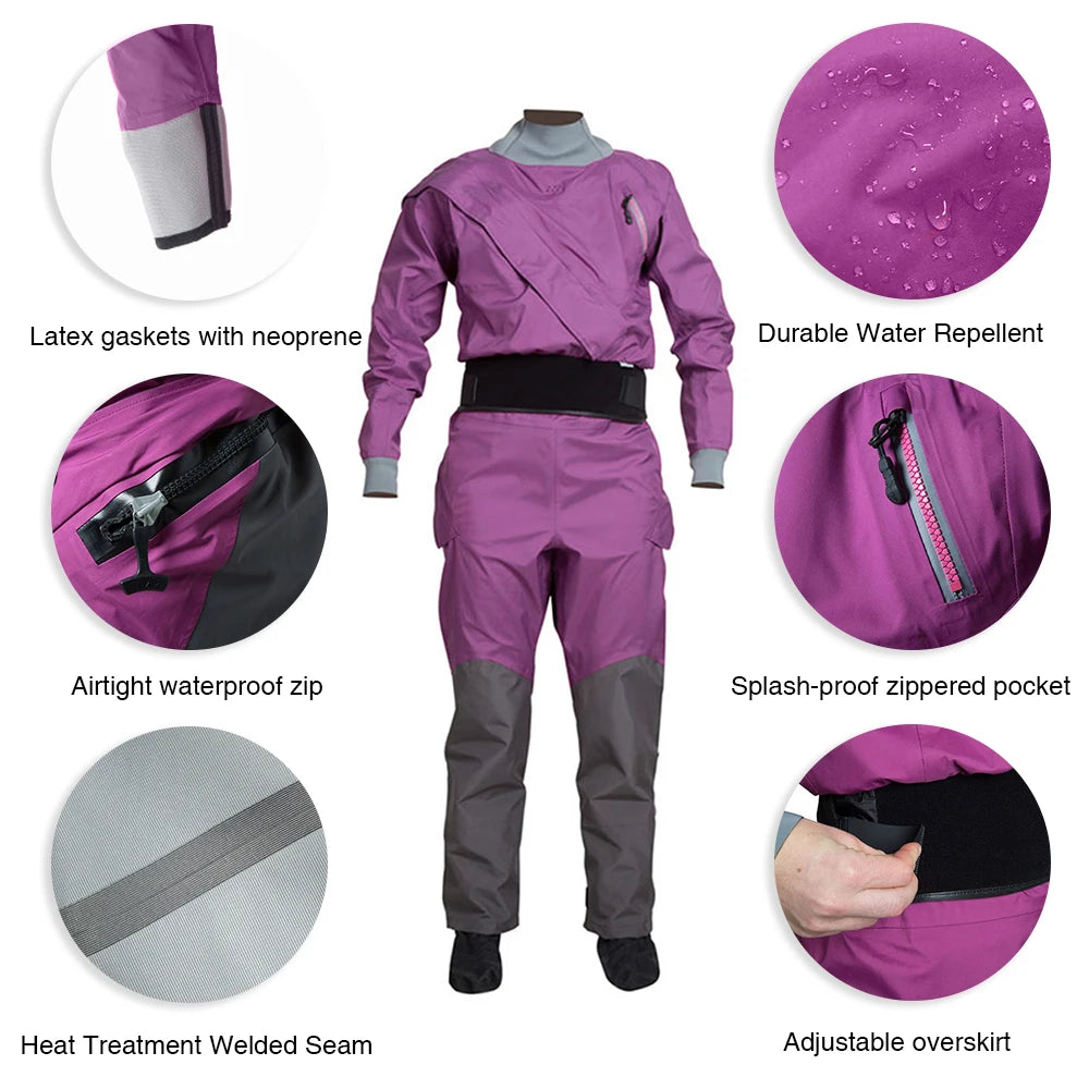 Women’s Kayak Dry Suit – Waterproof & Breathable with Latex Gasket