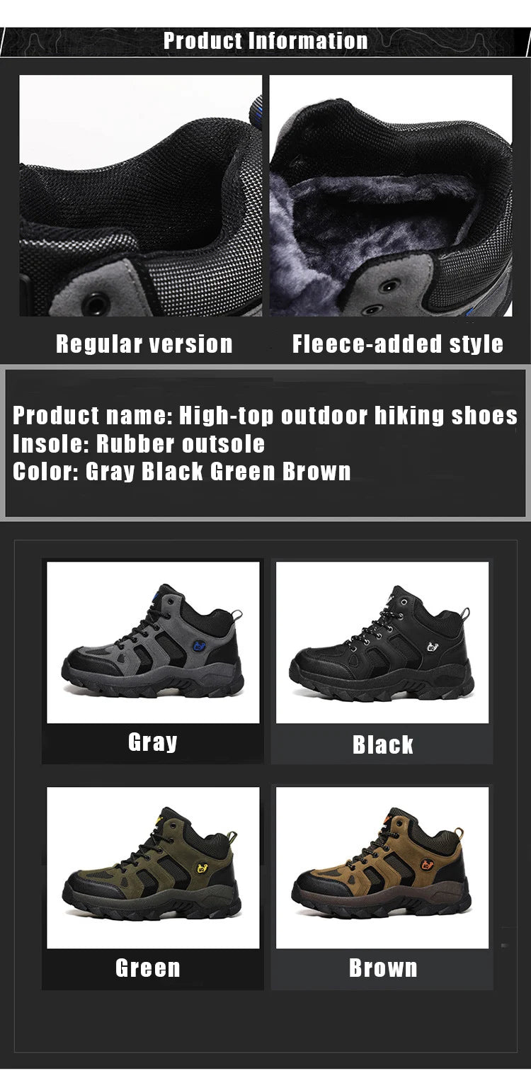 CHRLCK Men’s Winter High-Top Outdoor Shoes Wear-resistant Warm Warm Lock Shoes