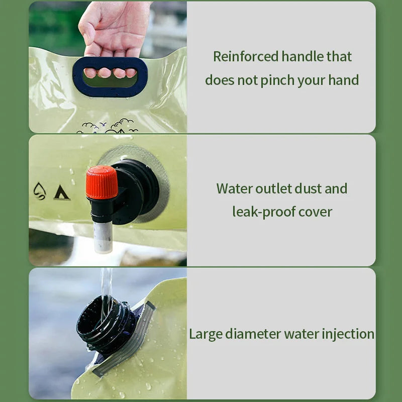 8L Folding Camping Water Bag with Faucet