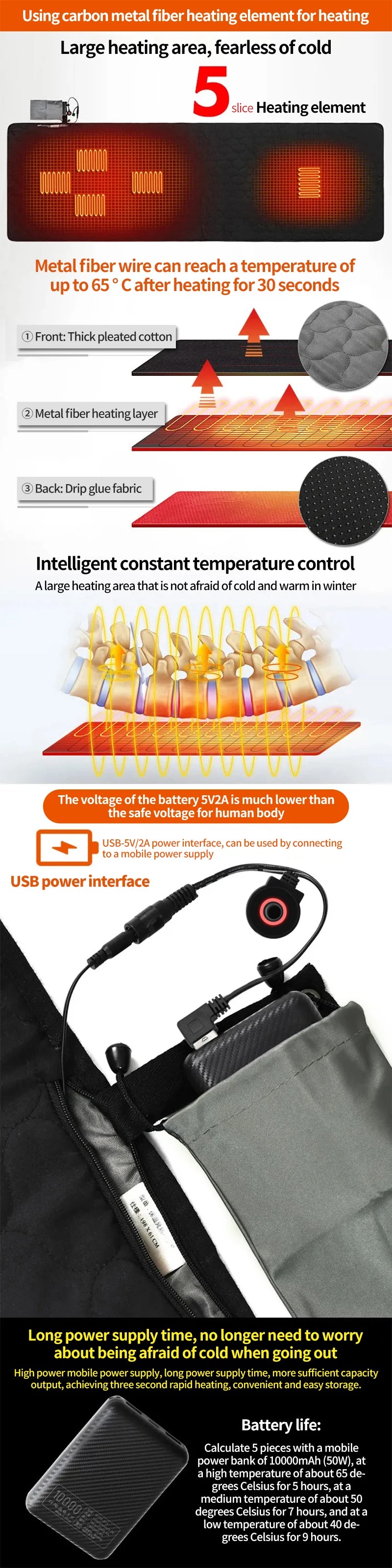 USB Heated Camping Sleeping Mat