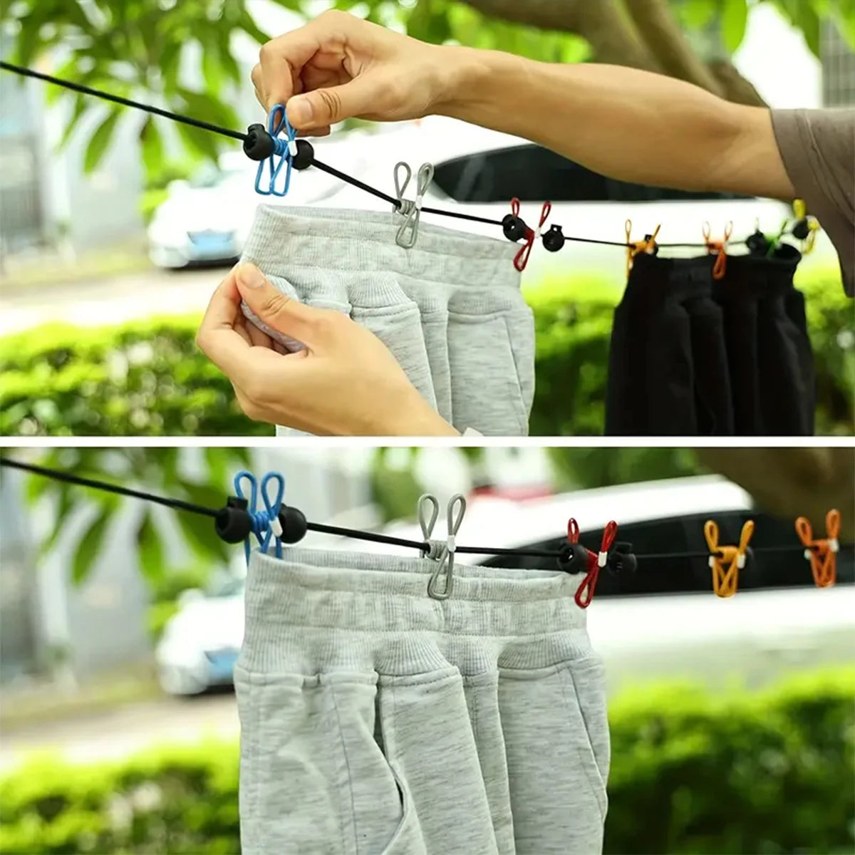 Retractable Portable Travel Clothesline with 12 Pins