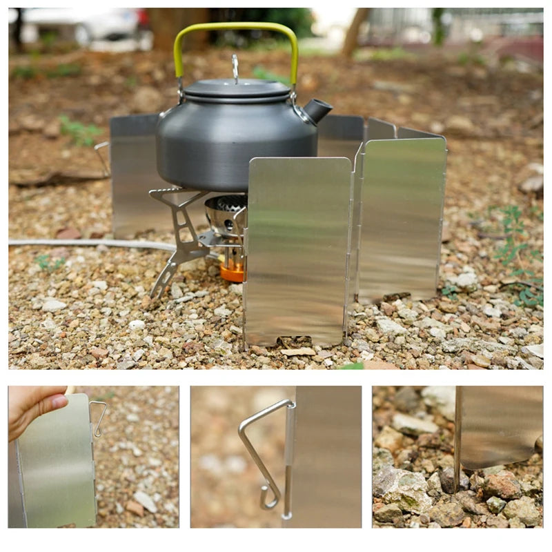 Foldable Camping Stove Windshield – 9 Plates