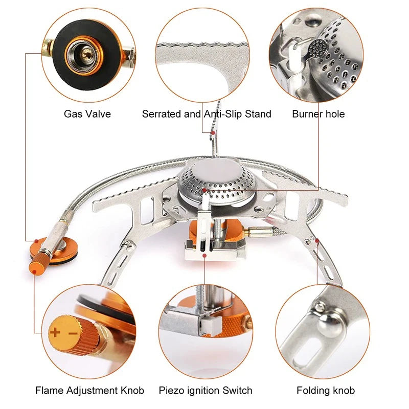 Portable Folding Camping Gas Stove – 3500W Outdoor Cooking Burner