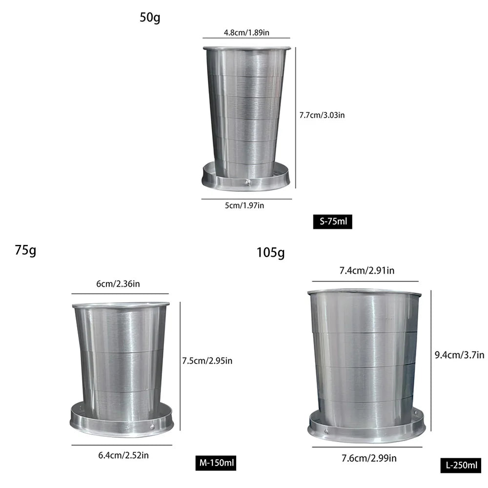 Stainless Steel Collapsible Travel Cup – 75/150/250/450ml