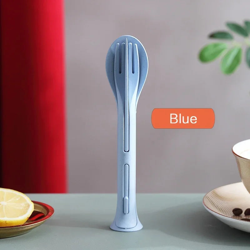 3PCS Wheat Straw Travel Cutlery Set – Portable Dinnerwarenic Dinnerware Set Camping Cutlery Set