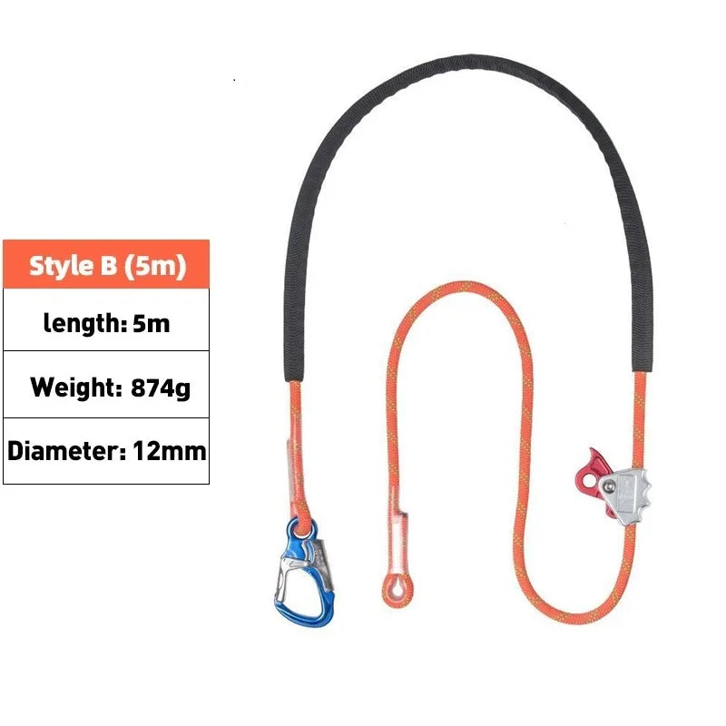 12mm Safety Rope with Adjustable Positioning Belt – Fall Prevention Equipment for Construction & Electrical Work