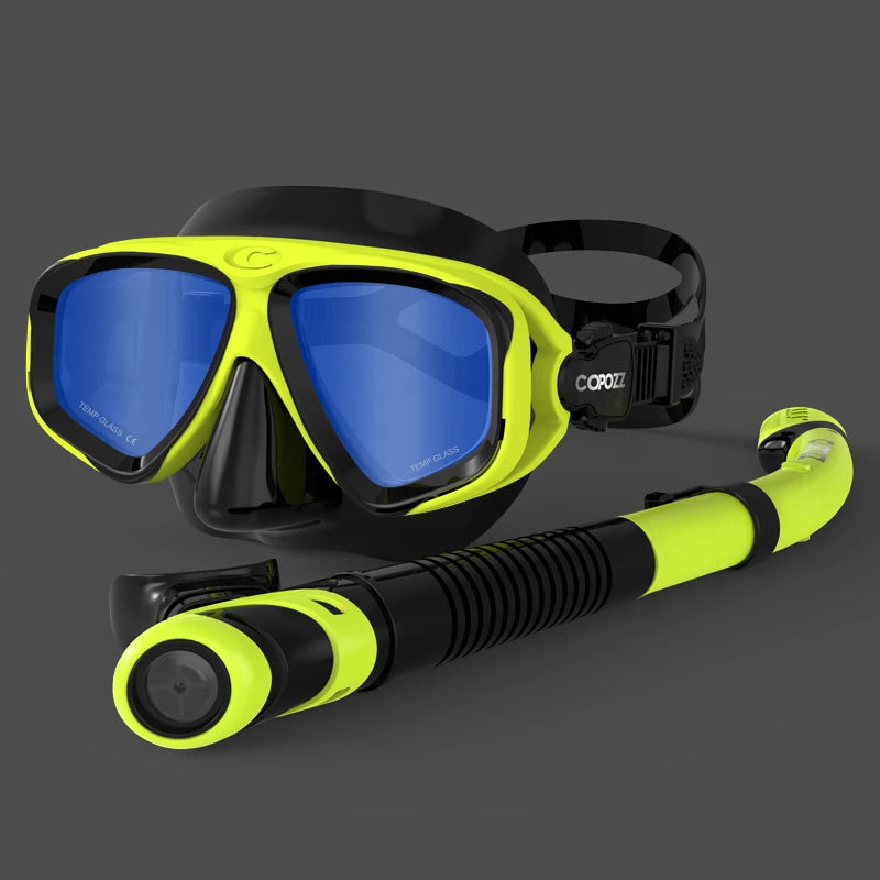 COPOZZ 2024 Scuba Diving Mask Set – Anti-Fog Goggles with Snorkel
