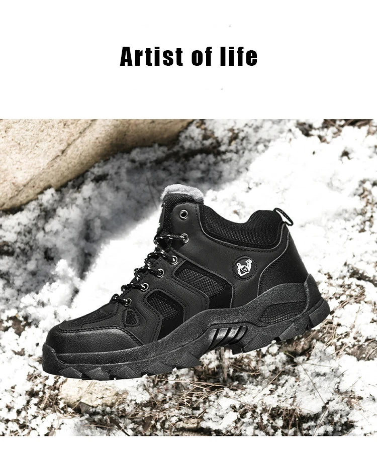 CHRLCK Men’s Winter High-Top Outdoor Shoes Wear-resistant Warm Warm Lock Shoes