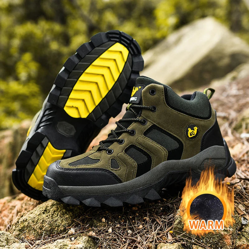 CHRLCK Men’s Winter High-Top Outdoor Shoes Wear-resistant Warm Warm Lock Shoes