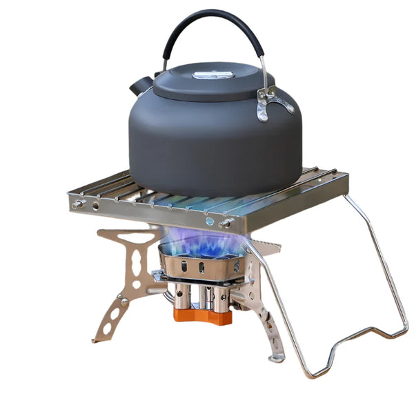 Compact Camping Stove Grill Rack & Burner for Outdoor Cooking
