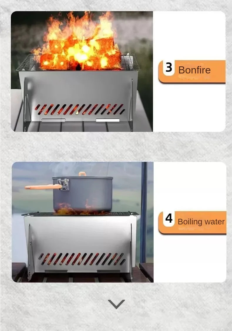 Portable Folding Stainless Steel BBQ Grill