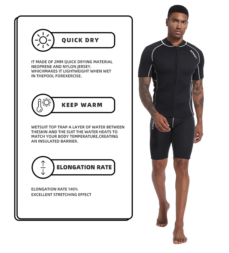Men’s & Women’s Neoprene Wetsuit – Short Sleeve Split Diving & Surfing Suit
