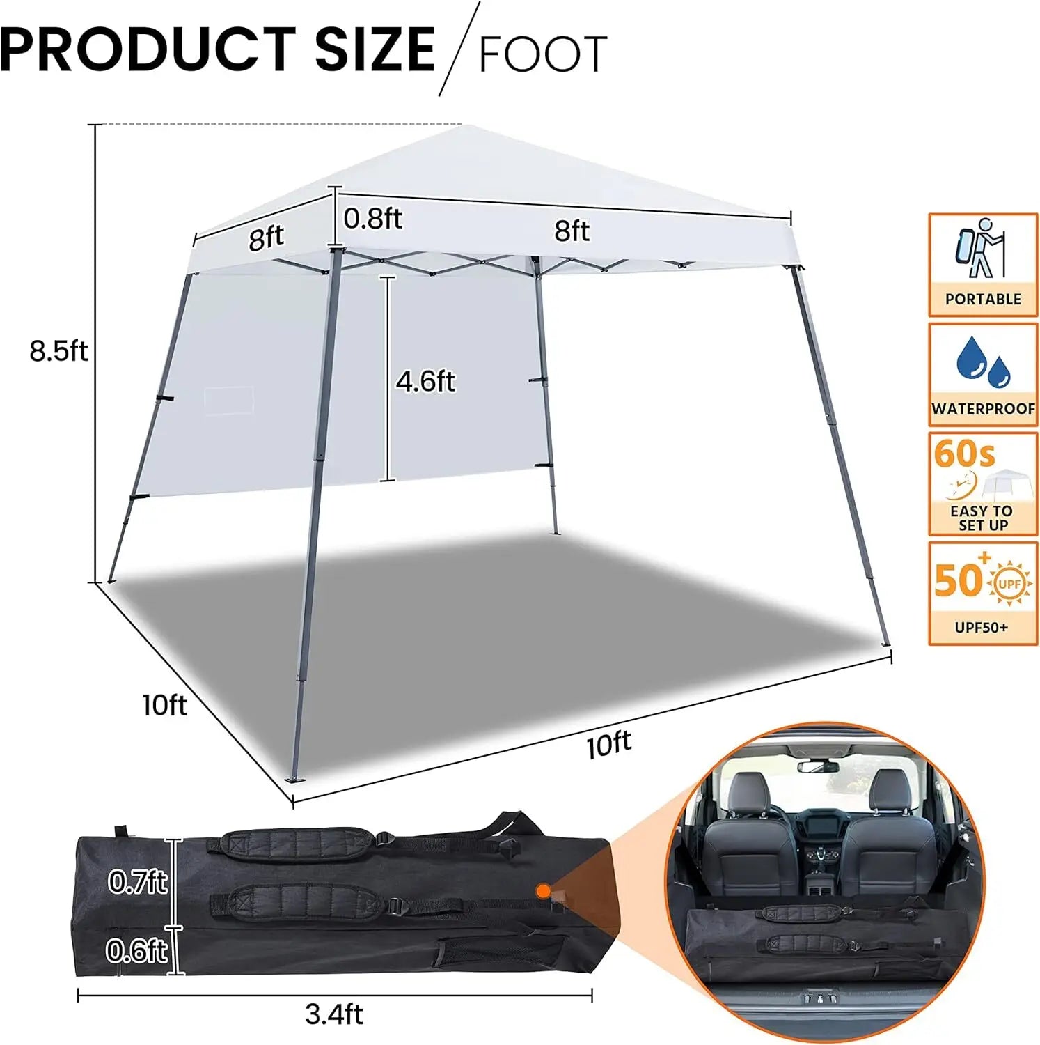 10x10 Pop Up Canopy Tent – Portable Folding Shelter with Backpack