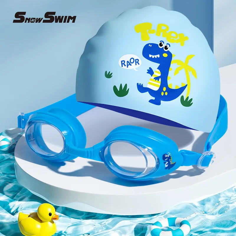 Children’s Swimming Goggles with Cap – Small Frame, Waterproof, Anti-Fog, HD Swimming Glasses for Boys & Girls