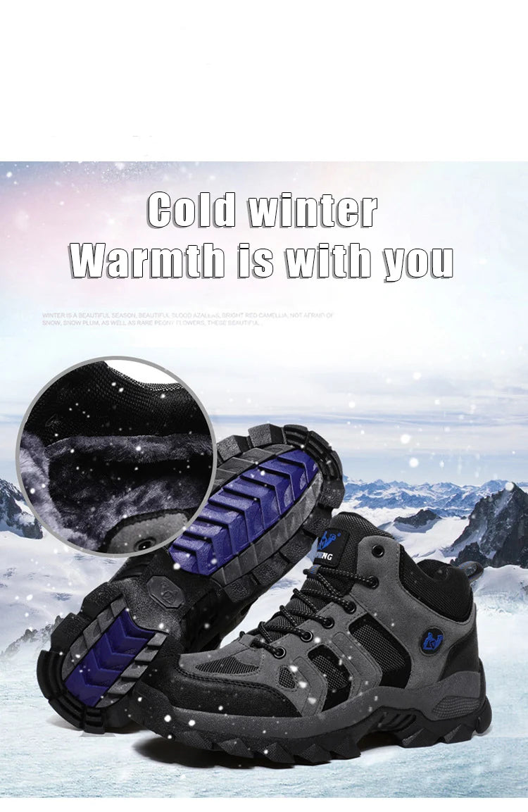 CHRLCK Men’s Winter High-Top Outdoor Shoes Wear-resistant Warm Warm Lock Shoes