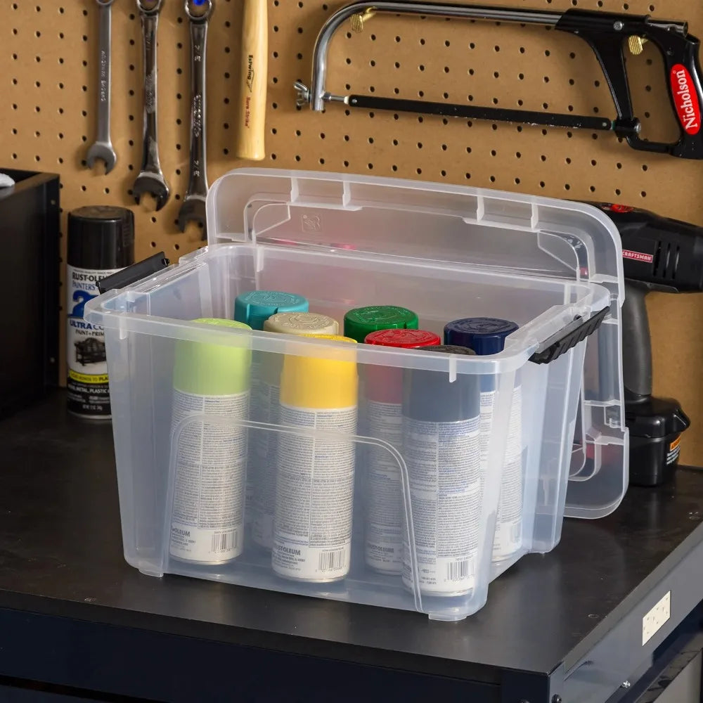 20 Qt Plastic Storage Bins with Lids – 6 Pack Stackable Containers