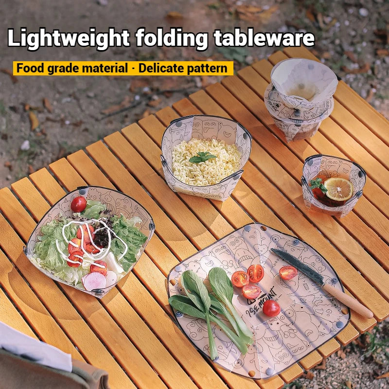 Folding Camping Tableware Set – Bowl, Plate, Cup & Coffee Filter