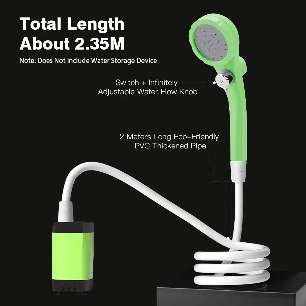 Camping Shower Pump with Digital Display – RV Outdoor Shower Kit, 6000mAh Rechargeable