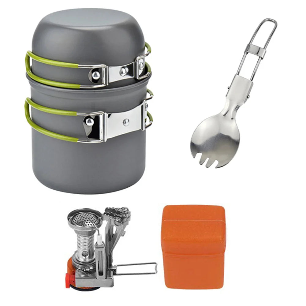 Camping Cookware Kit with Stove – Outdoor Cooking Set