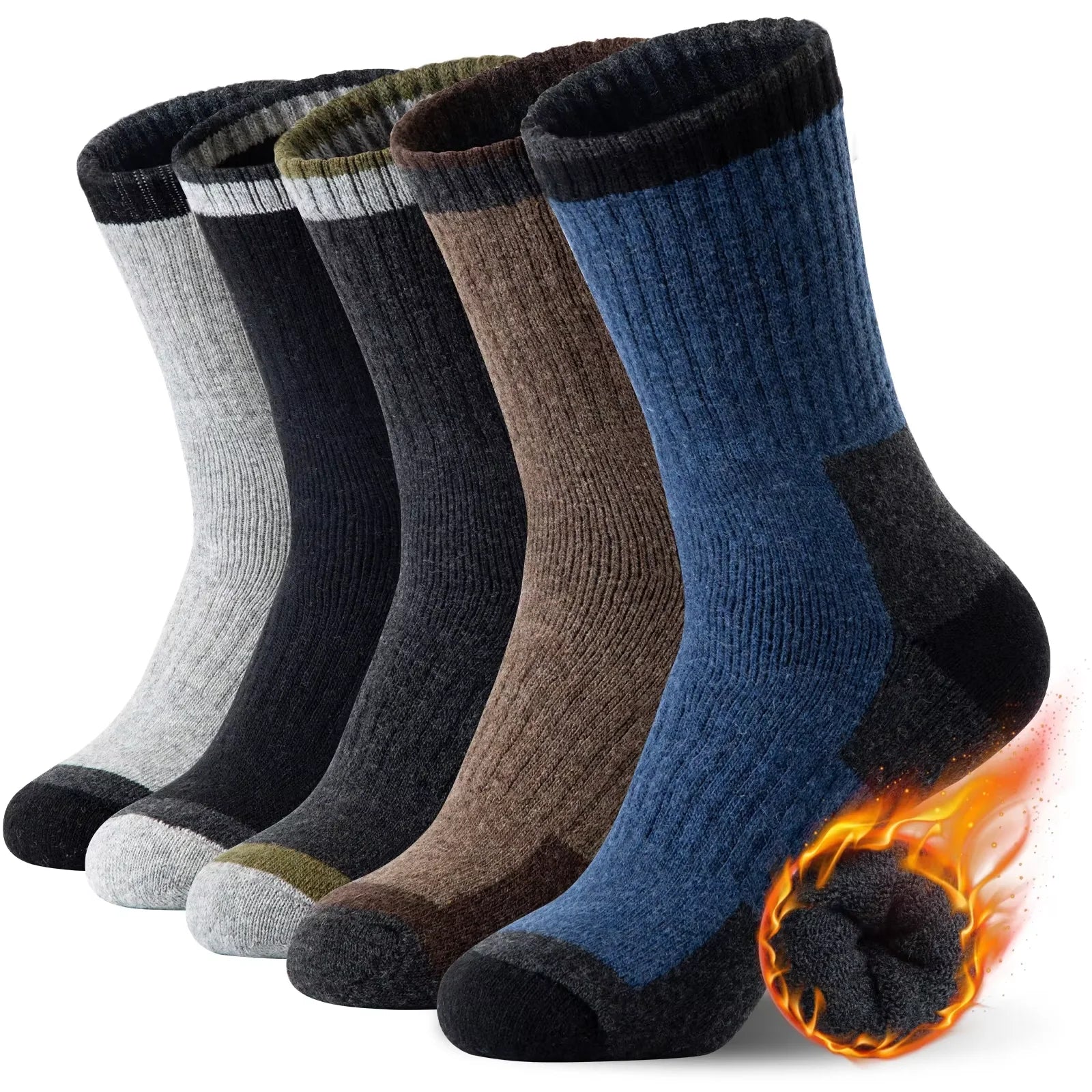 5 Pairs Men’s Merino Wool Hiking Socks