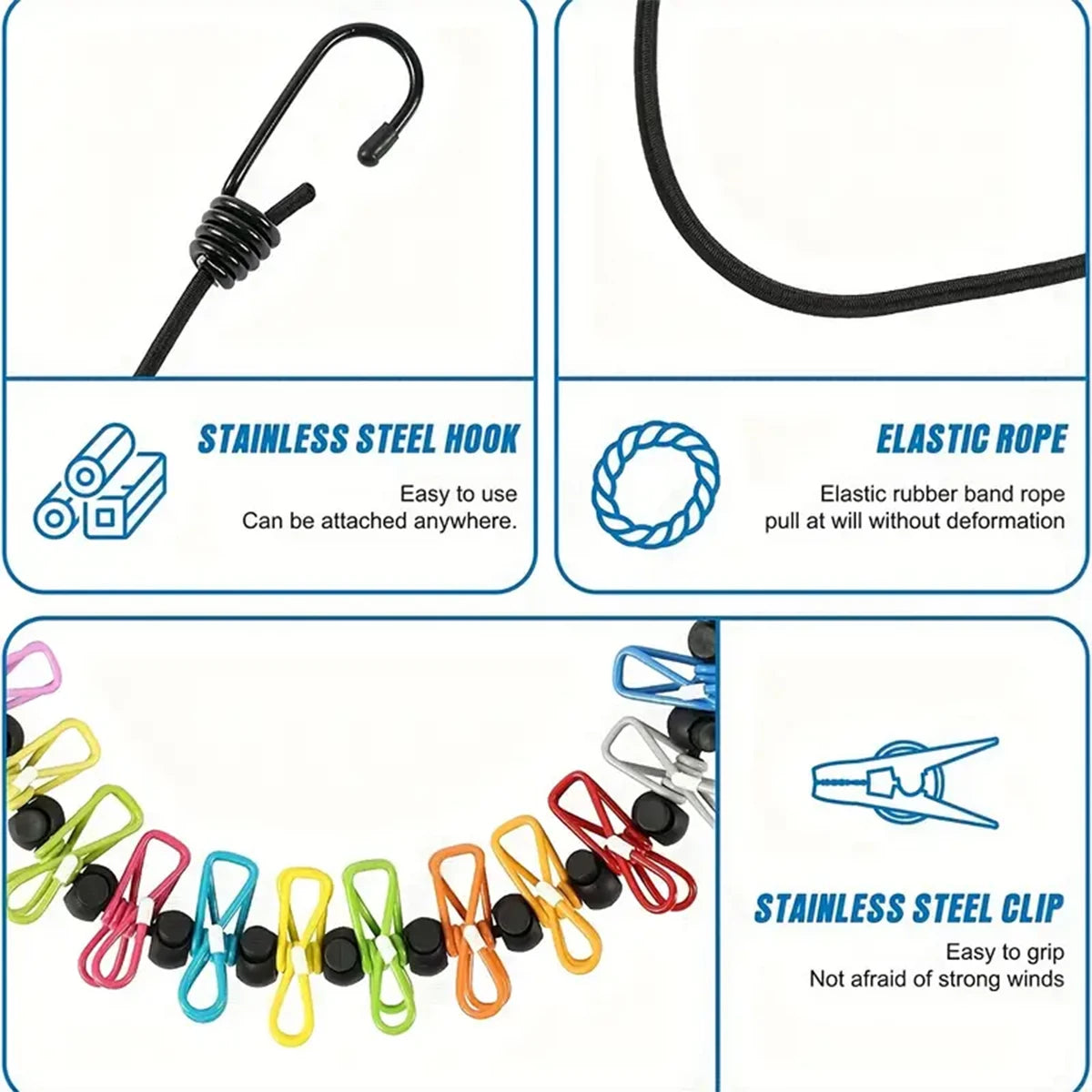 Retractable Portable Travel Clothesline with 12 Pins