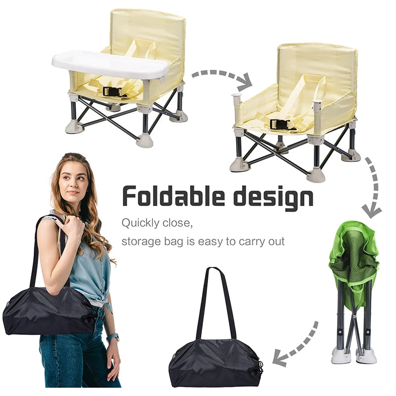 Baby Portable Foldable Dining Chair with Tray & Seat Belt