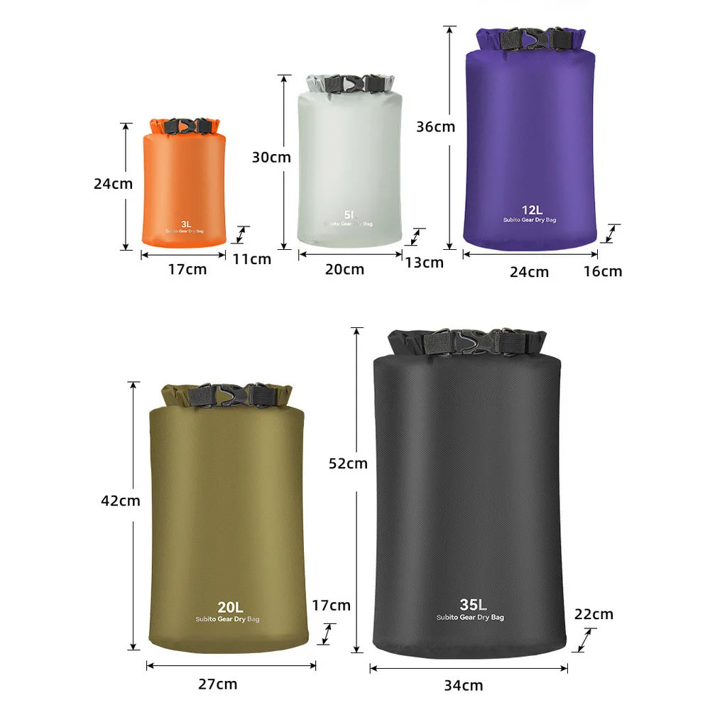 Ultralight Waterproof Dry Sack – 3L/5L/12L/20L/35L