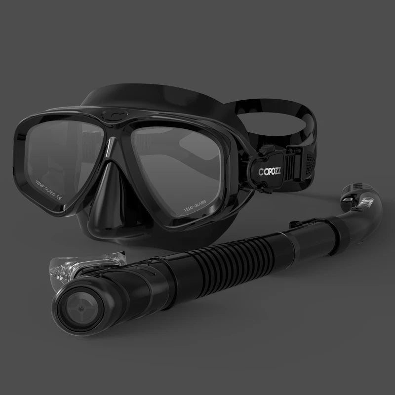 COPOZZ 2024 Scuba Diving Mask Set – Anti-Fog Goggles with Snorkel