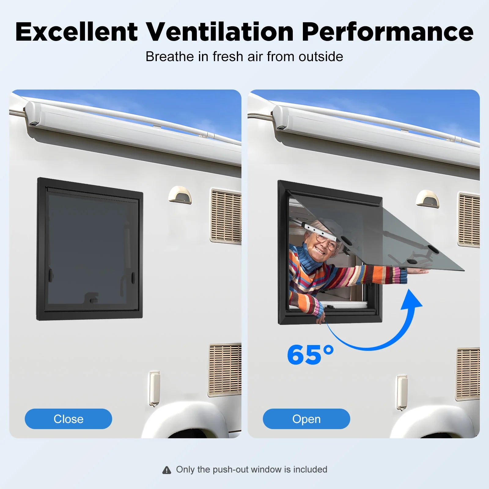 600x450mm RV Push Out Window.